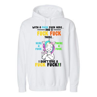 I Don't Give A Fuck Fuck Offensive Funny Unicorn Garment-Dyed Fleece Hoodie