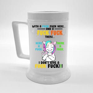 I Don't Give A Fuck Fuck Offensive Funny Unicorn Beer Stein