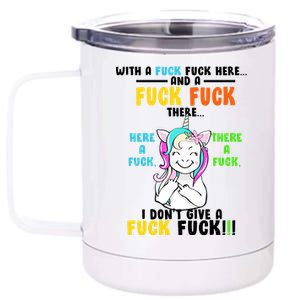 I Don't Give A Fuck Fuck Offensive Funny Unicorn 12 oz Stainless Steel Tumbler Cup