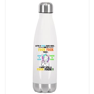 I Don't Give A Fuck Fuck Offensive Funny Unicorn Stainless Steel Insulated Water Bottle