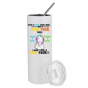 I Don't Give A Fuck Fuck Offensive Funny Unicorn Stainless Steel Tumbler