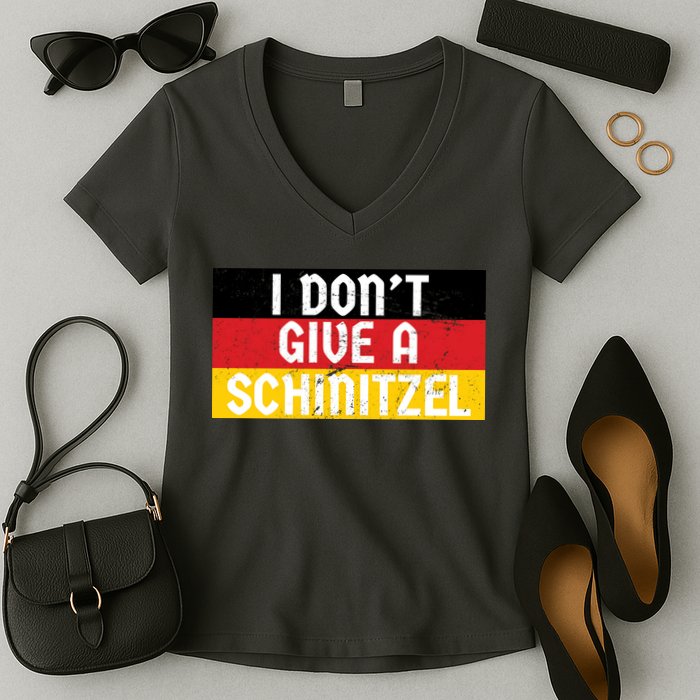 I Don't Give A Schnitzel Funny Oktoberfest Women's V-Neck T-Shirt