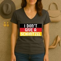 I Don't Give A Schnitzel Funny Oktoberfest Women's V-Neck T-Shirt