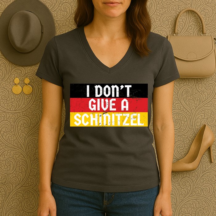 I Don't Give A Schnitzel Funny Oktoberfest Women's V-Neck T-Shirt