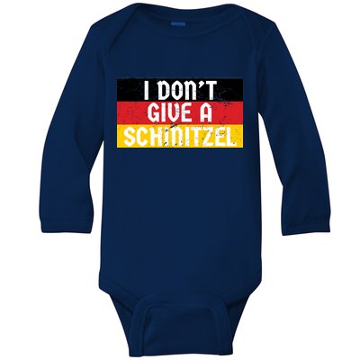 I Don't Give A Schnitzel Funny Oktoberfest Baby Long Sleeve Bodysuit