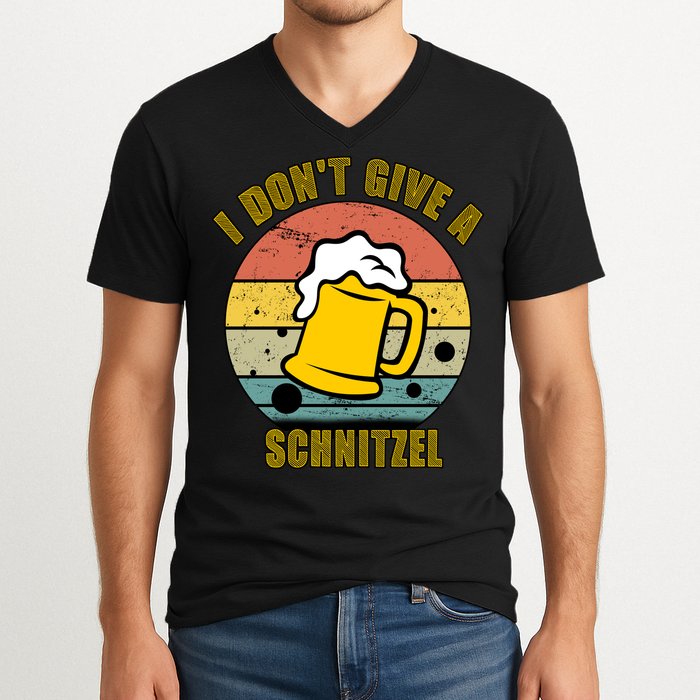 I Don't Give A Schnitzel Funny Oktoberfest Beer V-Neck T-Shirt