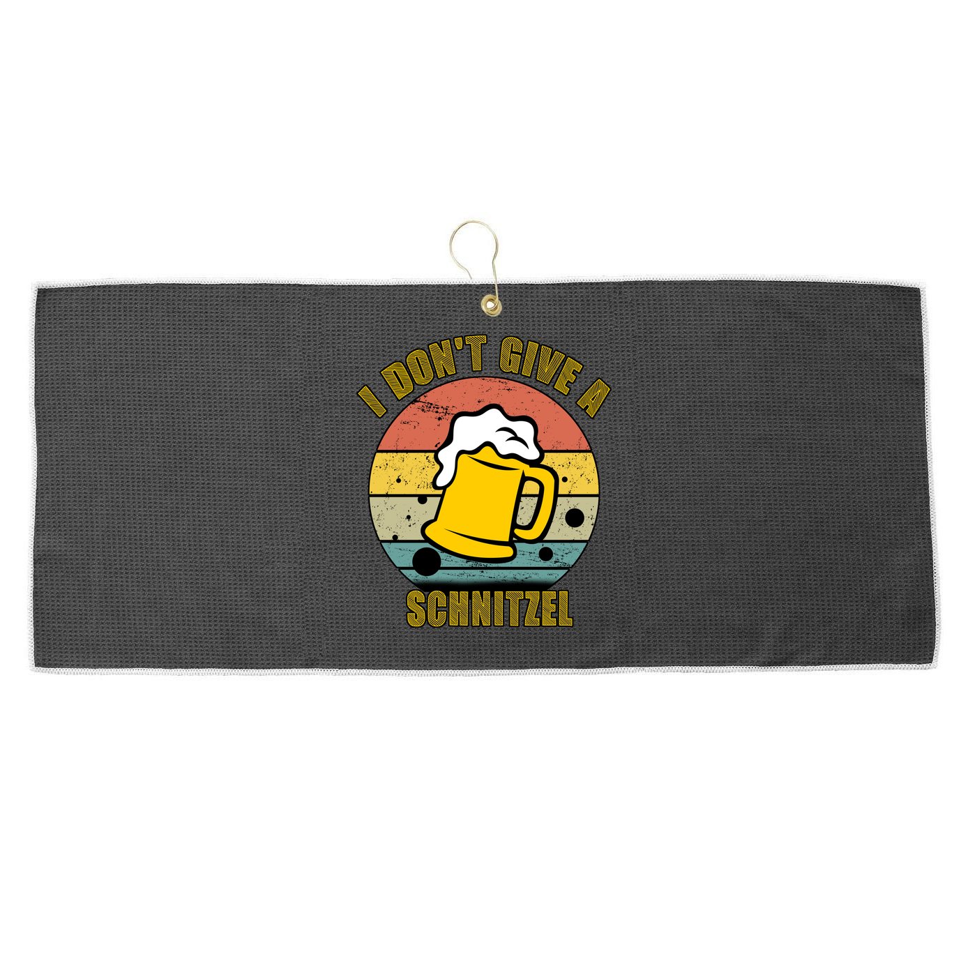 I Don't Give A Schnitzel Funny Oktoberfest Beer Large Microfiber Waffle Golf Towel