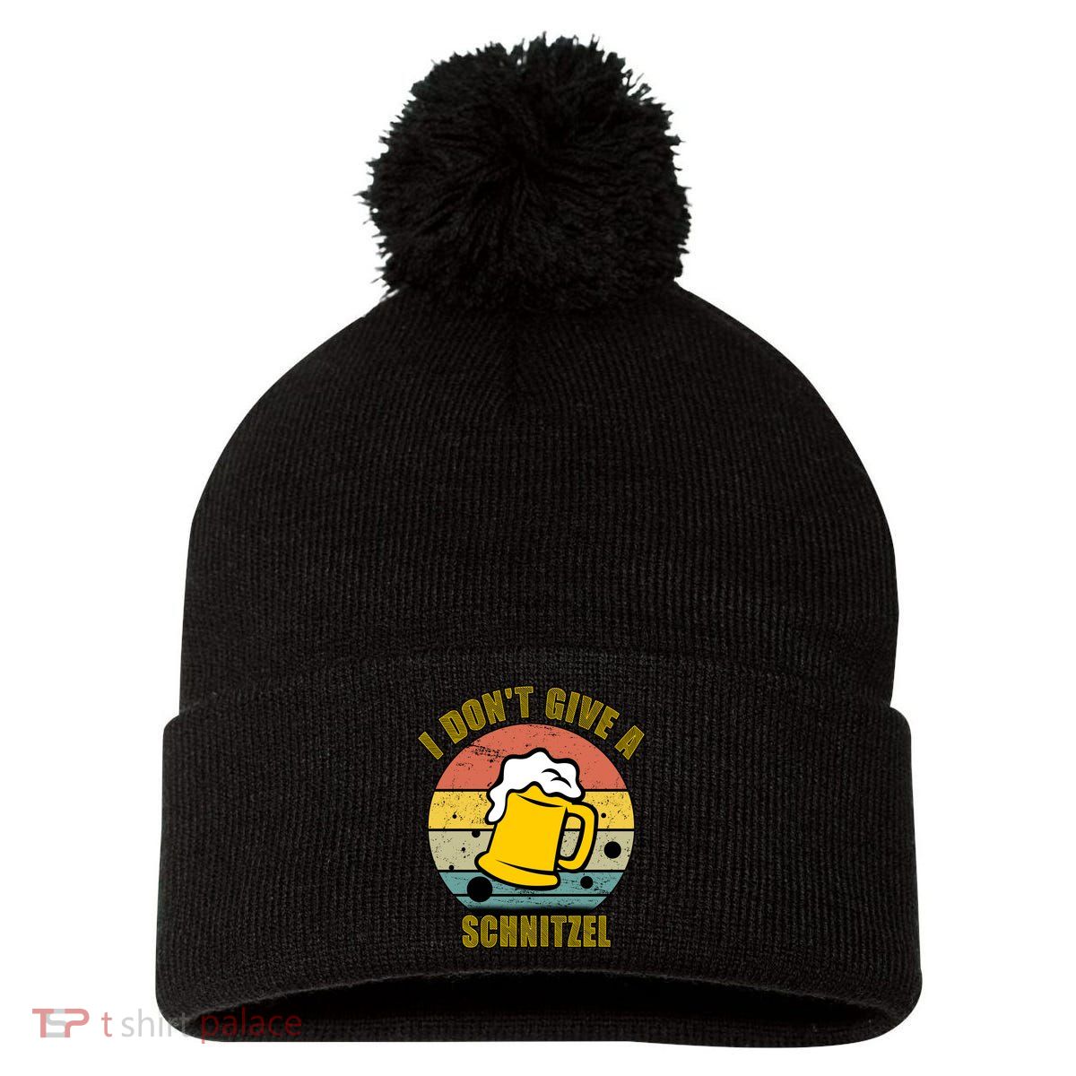 I Don't Give A Schnitzel Funny Oktoberfest Beer Pom Pom 12in Knit Beanie