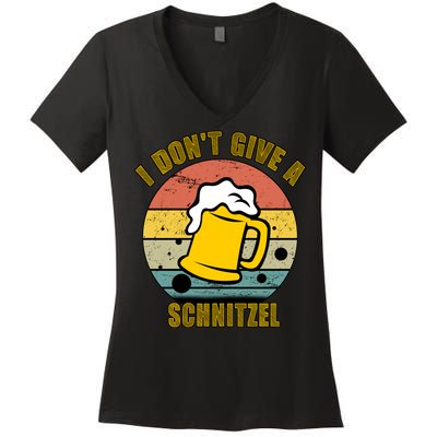 I Don't Give A Schnitzel Funny Oktoberfest Beer Women's V-Neck T-Shirt