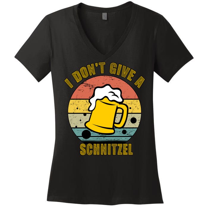 I Don't Give A Schnitzel Funny Oktoberfest Beer Women's V-Neck T-Shirt