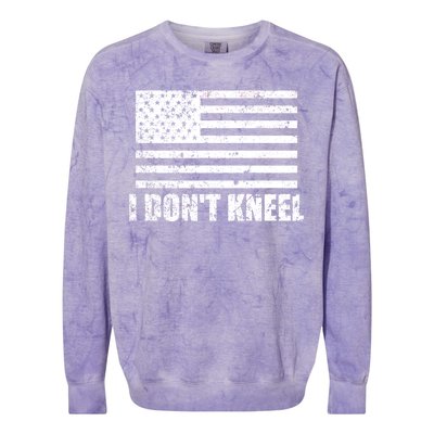 I Dont Kneel Distressed USA Flag Colorblast Crewneck Sweatshirt