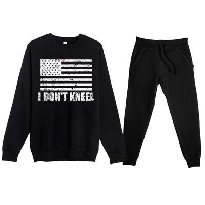 I Dont Kneel Distressed USA Flag Premium Crewneck Sweatsuit Set