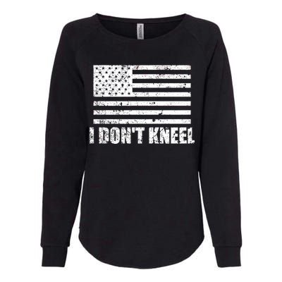 I Dont Kneel Distressed USA Flag Womens California Wash Sweatshirt