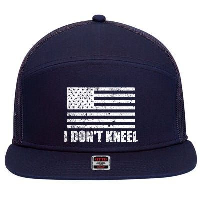 I Dont Kneel Distressed USA Flag 7 Panel Mesh Trucker Snapback Hat