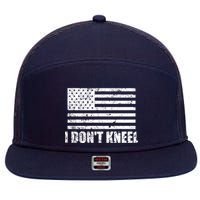 I Dont Kneel Distressed USA Flag 7 Panel Mesh Trucker Snapback Hat