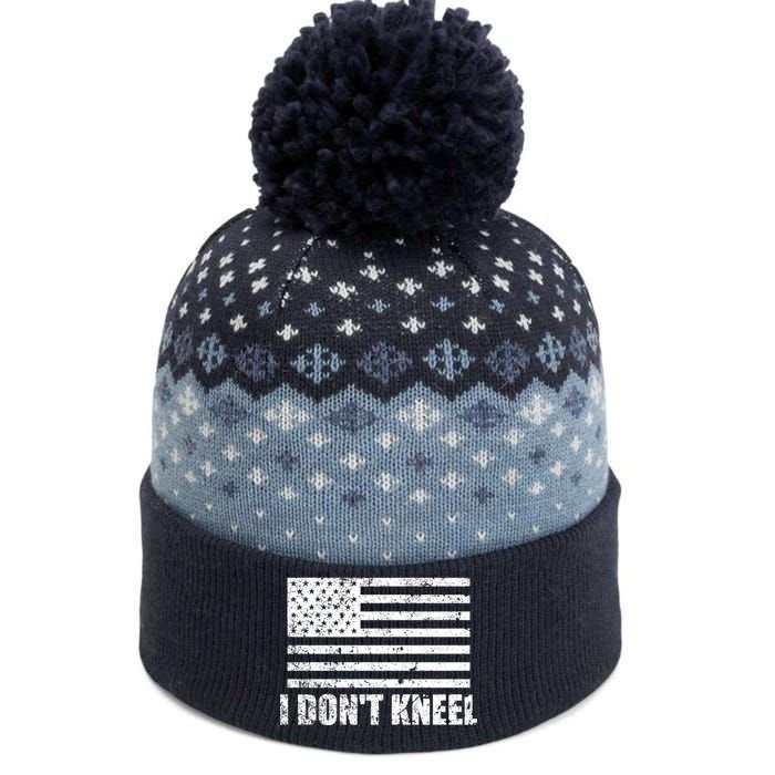 I Dont Kneel Distressed USA Flag The Baniff Cuffed Pom Beanie