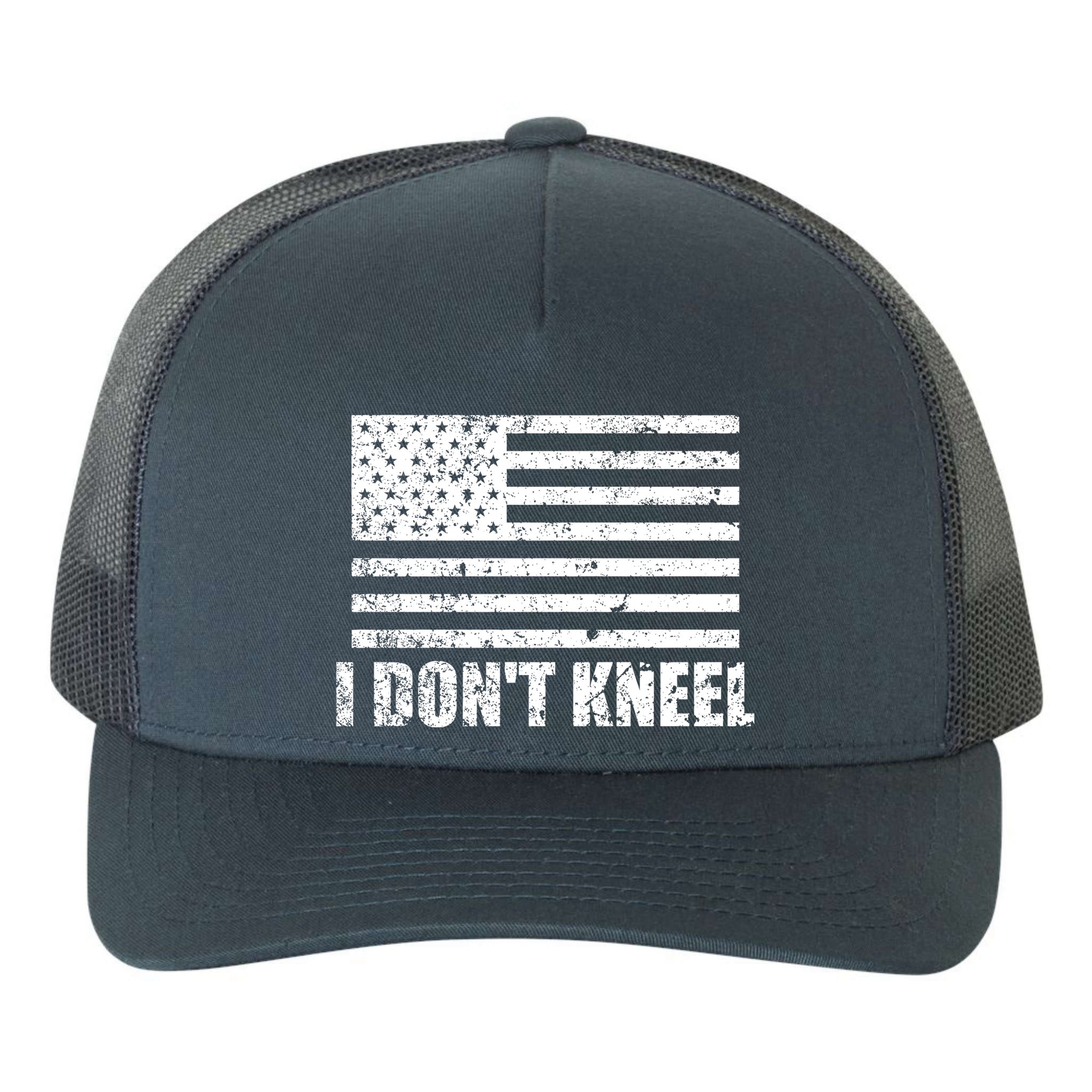 I Dont Kneel Distressed USA Flag Yupoong Adult 5-Panel Trucker Hat