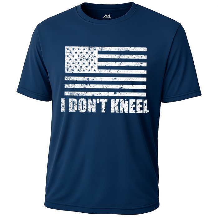 I Dont Kneel Distressed USA Flag Cooling Performance Crew T-Shirt