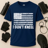 I Dont Kneel Distressed USA Flag Cooling Performance Crew T-Shirt