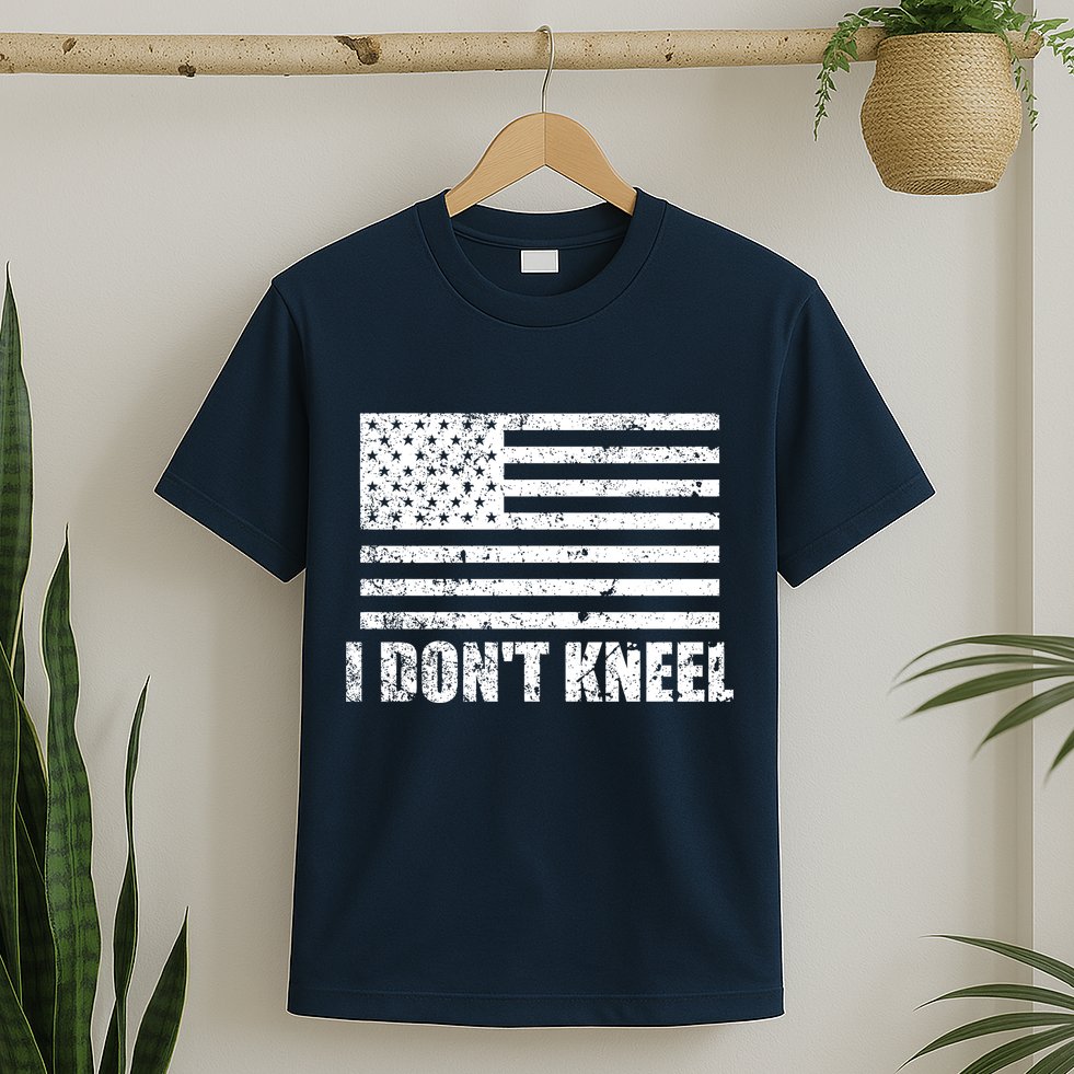 I Dont Kneel Distressed USA Flag T-Shirt