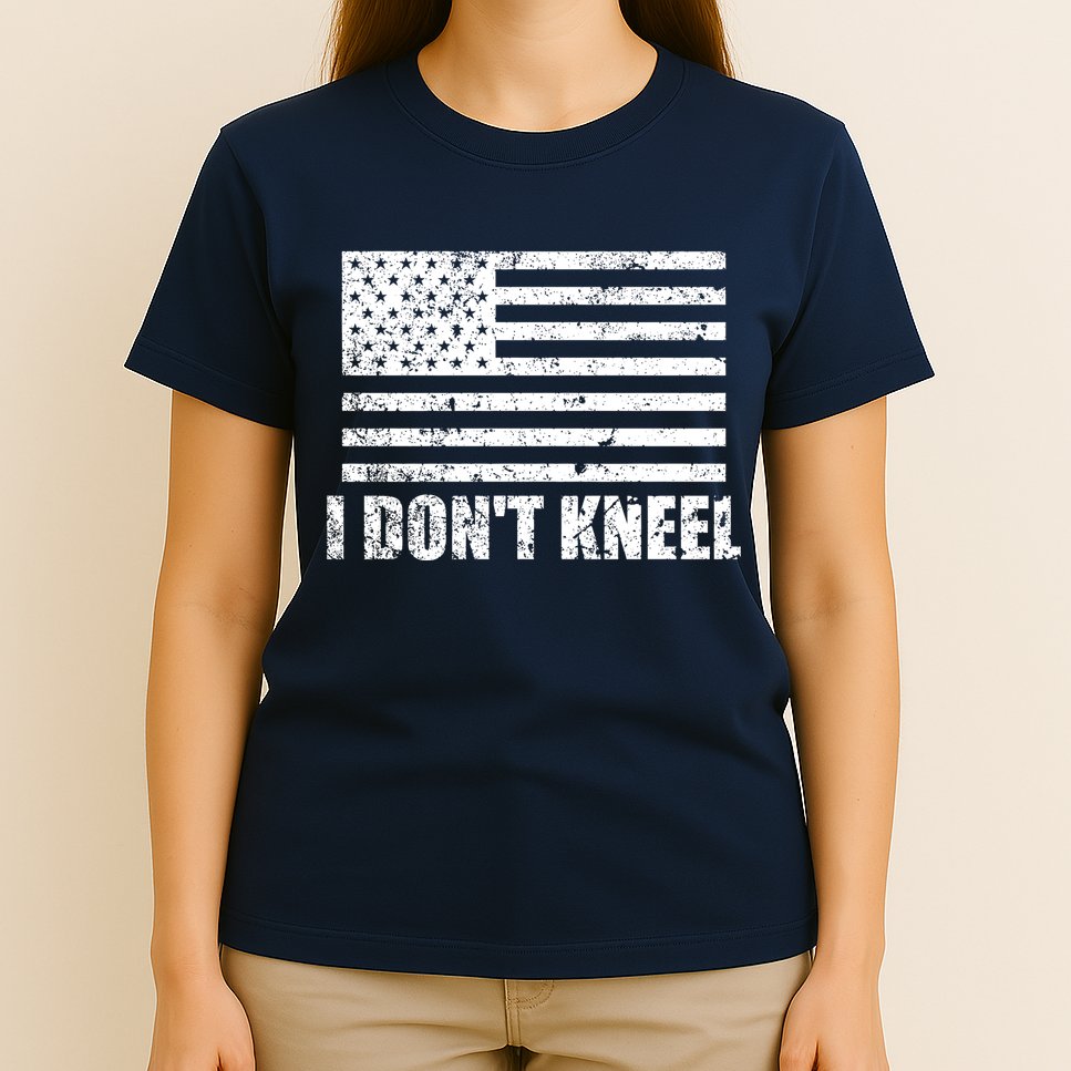 I Dont Kneel Distressed USA Flag T-Shirt