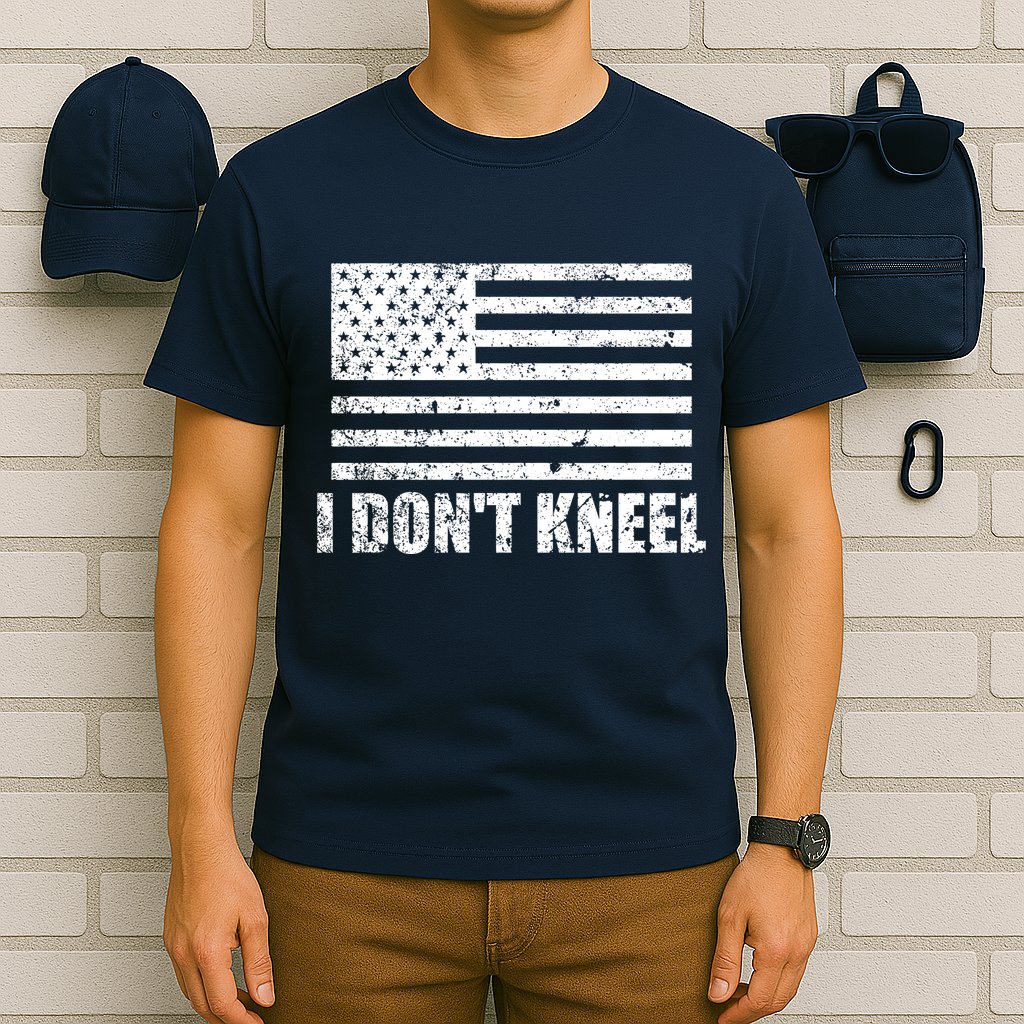 I Dont Kneel Distressed USA Flag T-Shirt