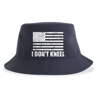 I Dont Kneel Distressed USA Flag Sustainable Bucket Hat