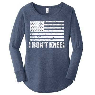 I Dont Kneel Distressed USA Flag Women's Perfect Tri Tunic Long Sleeve Shirt