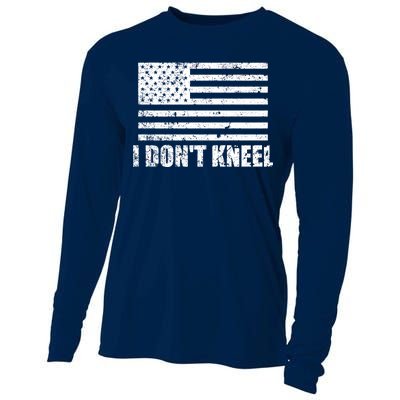 I Dont Kneel Distressed USA Flag Cooling Performance Long Sleeve Crew