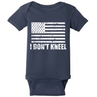 I Dont Kneel Distressed USA Flag Baby Bodysuit