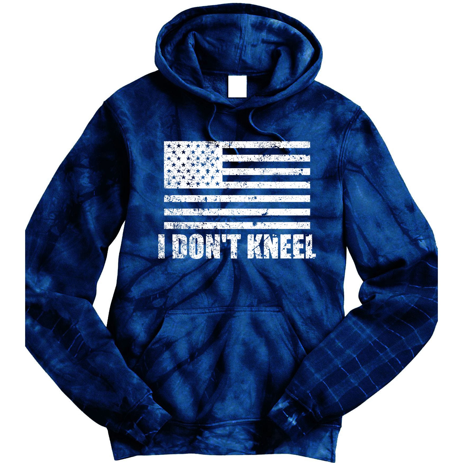I Dont Kneel Distressed USA Flag Tie Dye Hoodie