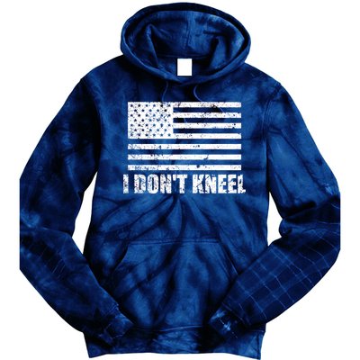 I Dont Kneel Distressed USA Flag Tie Dye Hoodie