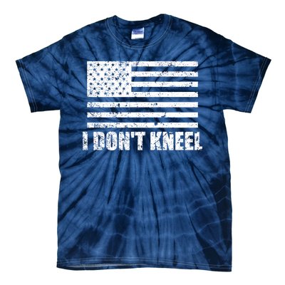 I Dont Kneel Distressed USA Flag Tie-Dye T-Shirt