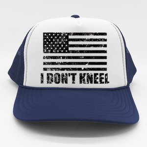 I Dont Kneel Distressed USA Flag Trucker Hat