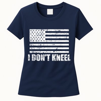 I Dont Kneel Distressed USA Flag Womens T-Shirt