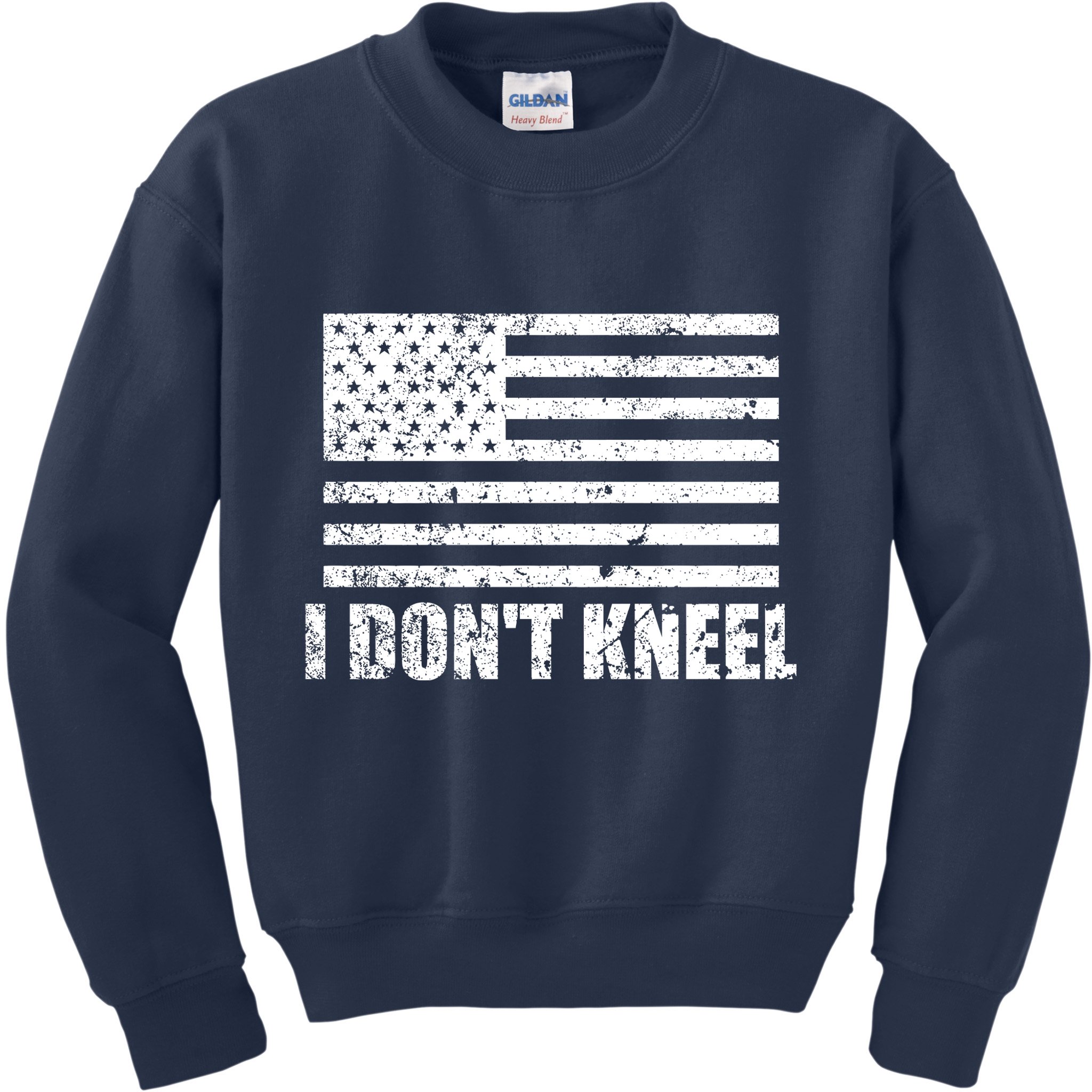 I Dont Kneel Distressed USA Flag Kids Sweatshirt