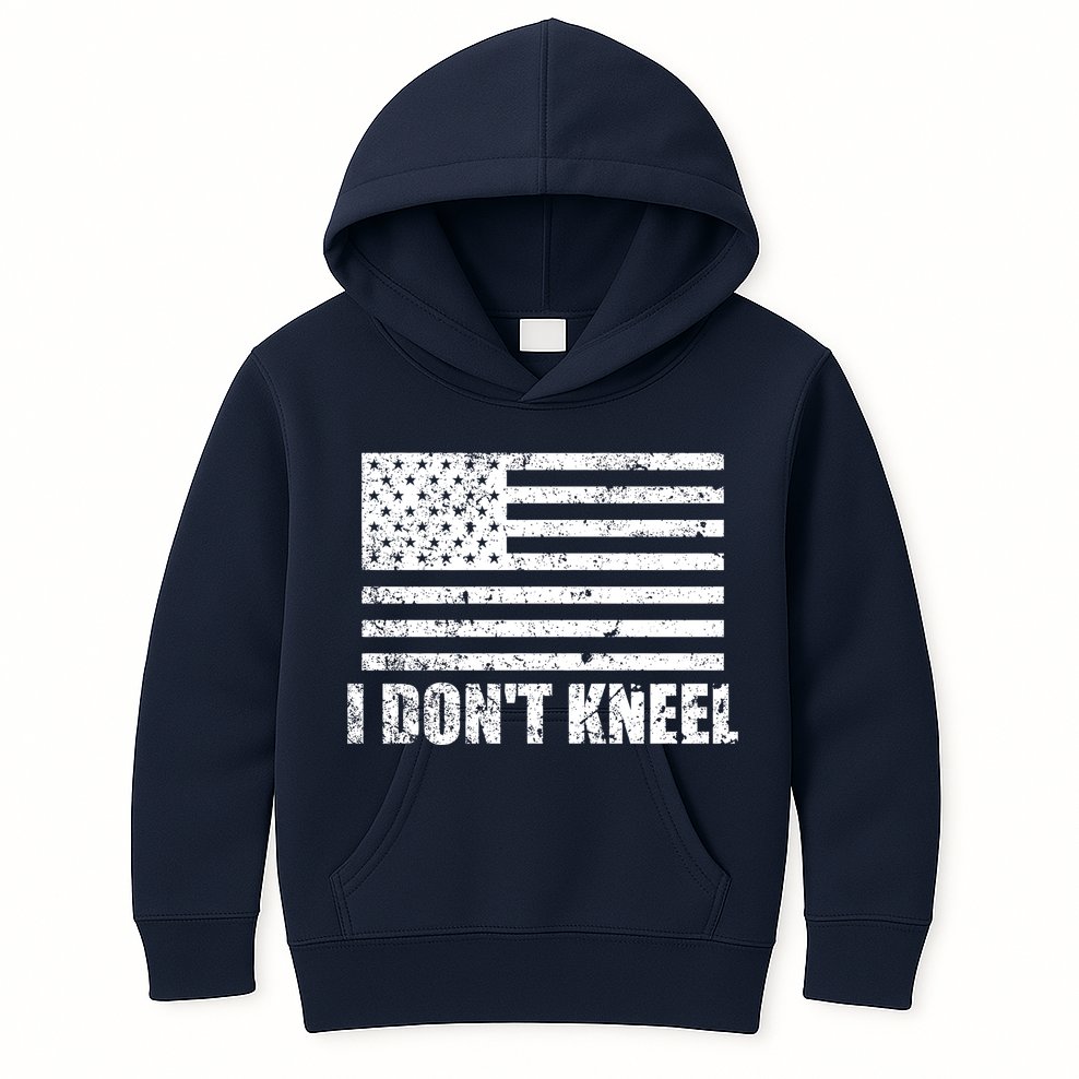 I Dont Kneel Distressed USA Flag Kids Hoodie