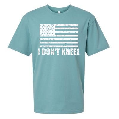 I Dont Kneel Distressed USA Flag Sueded Cloud Jersey T-Shirt