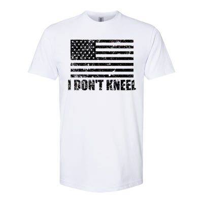 I Dont Kneel Distressed USA Flag Softstyle CVC T-Shirt