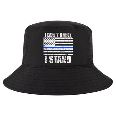 I Dont Kneel I Stand USA Blue Line Flag Cool Comfort Performance Bucket Hat