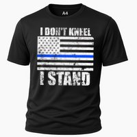 I Dont Kneel I Stand USA Blue Line Flag Cooling Performance Crew T-Shirt