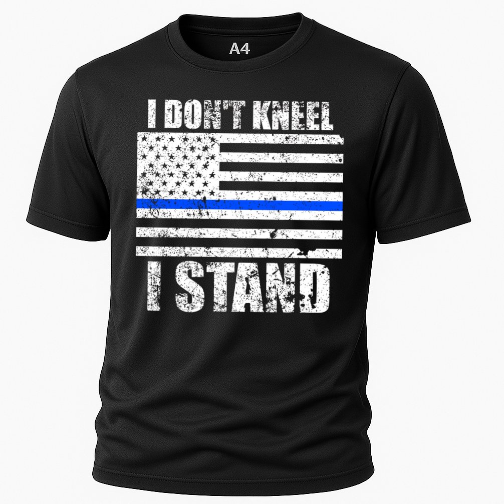 I Dont Kneel I Stand USA Blue Line Flag Cooling Performance Crew T-Shirt