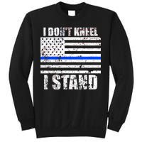 I Dont Kneel I Stand USA Blue Line Flag Sweatshirt