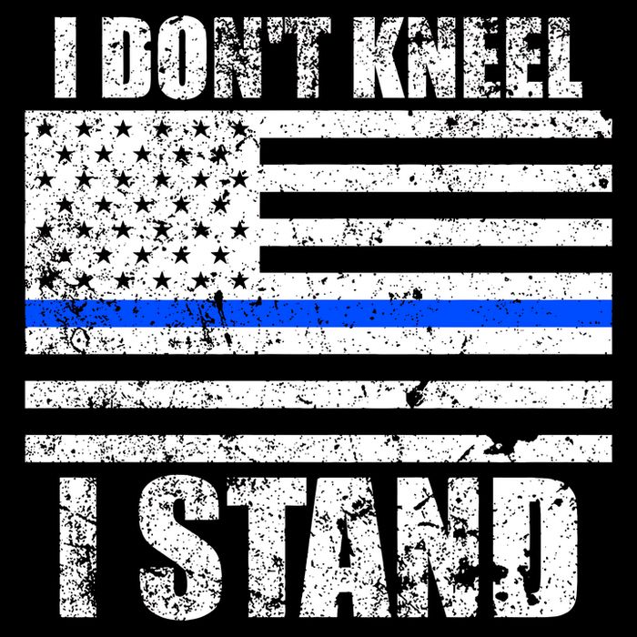 I Dont Kneel I Stand USA Blue Line Flag T-Shirt