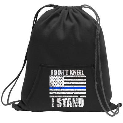 I Dont Kneel I Stand USA Blue Line Flag Sweatshirt Cinch Pack Bag