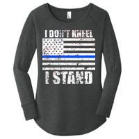 I Dont Kneel I Stand USA Blue Line Flag Women's Perfect Tri Tunic Long Sleeve Shirt