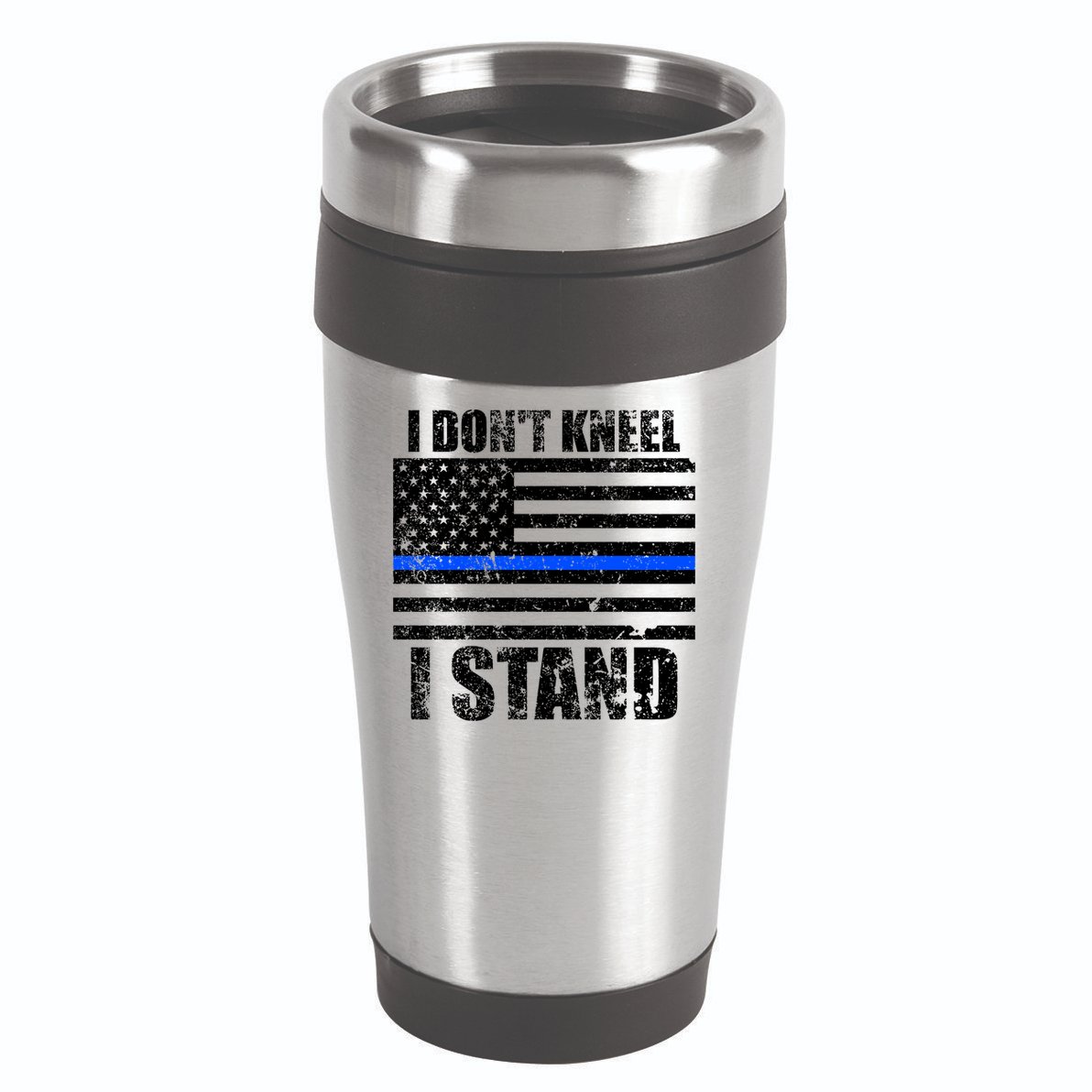 I Dont Kneel I Stand USA Blue Line Flag 16oz Travel Tumbler