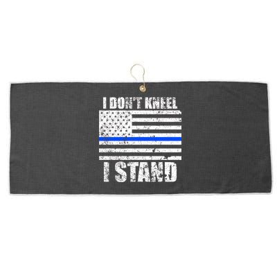 I Dont Kneel I Stand USA Blue Line Flag Large Microfiber Waffle Golf Towel