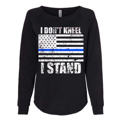 I Dont Kneel I Stand USA Blue Line Flag Womens California Wash Sweatshirt