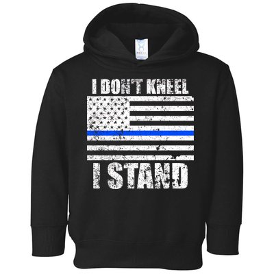 I Dont Kneel I Stand USA Blue Line Flag Toddler Hoodie